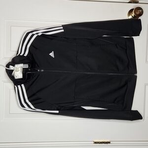 Adidas Black 3 White Stripe Track Jacket Size S